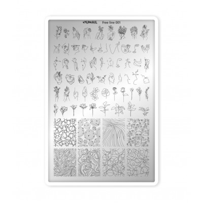 Пластина для стемпинга Sunnail, Free line 001 Пластина для стемпинга Sunnail, Free line 001