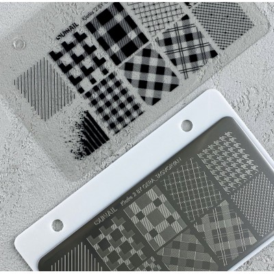 Пластина для стемпинга Sunnail, Kletka 2, 6*12 Пластина для стемпинга Sunnail, Kletka 2, 6*12
